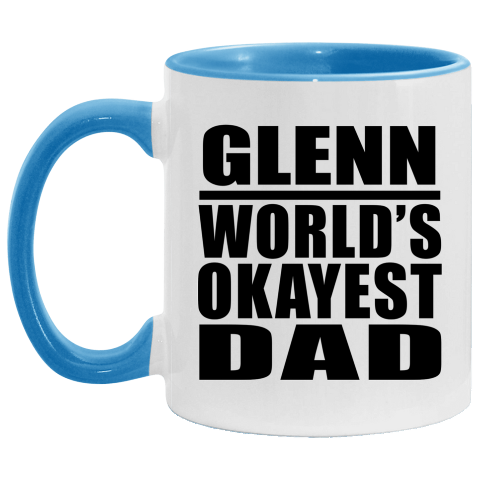 Glenn World's Okayest Dad - 11oz Accent Mug Blue