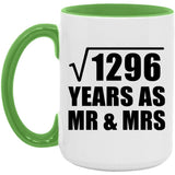 36th Anniversary Square Root of 1296 Years As Mr & Mrs - 15oz Accent Mug Green