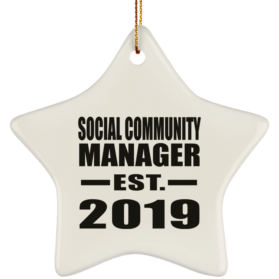 Social Community Manager Established EST. 2019 - Star Ornament