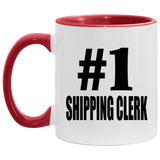Number One #1 Shipping Clerk - 11oz Accent Mug Red