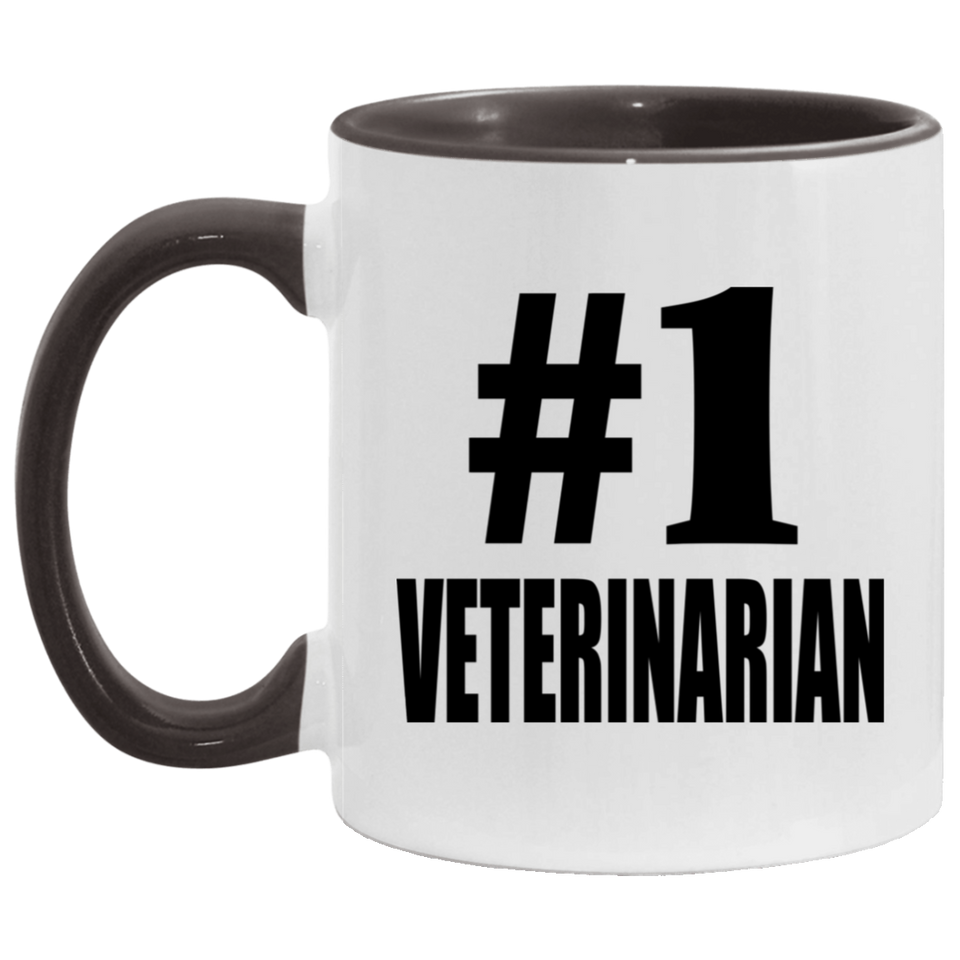 Number One #1 Veterinarian - 11oz Accent Mug Black