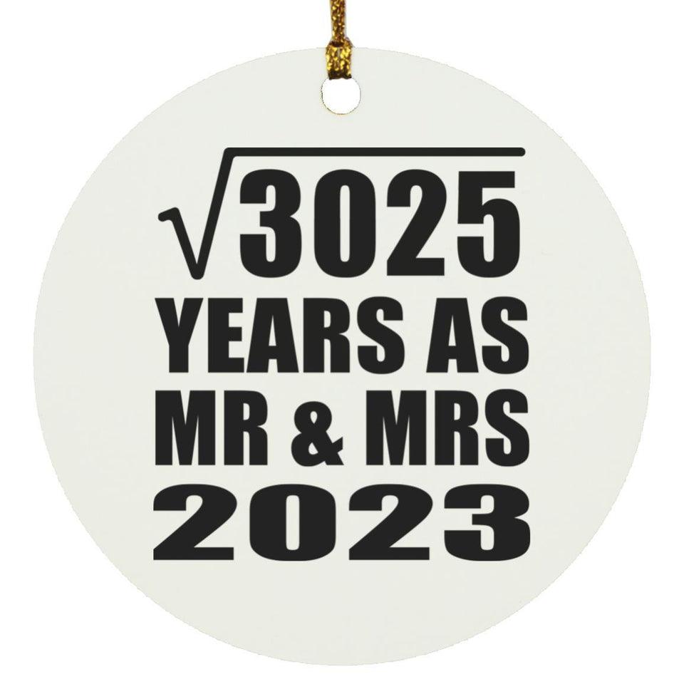 55th Anniversary Square Root of 3025 Years As Mr & Mrs 2023 - Circle Ornament