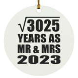 55th Anniversary Square Root of 3025 Years As Mr & Mrs 2023 - Circle Ornament