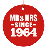 60th Anniversary Mr & Mrs Since 1964 - Circle Ornament