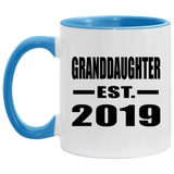 Granddaughter Established EST. 2019 - 11oz Accent Mug Blue