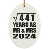 21st Anniversary Square Root of 441 Years As Mr & Mrs 2024 - Oval Ornament