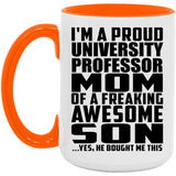 Proud University Professor Mom Of Awesome Son - 15oz Accent Mug Orange