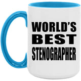 World's Best Stenographer - 15oz Accent Mug Blue