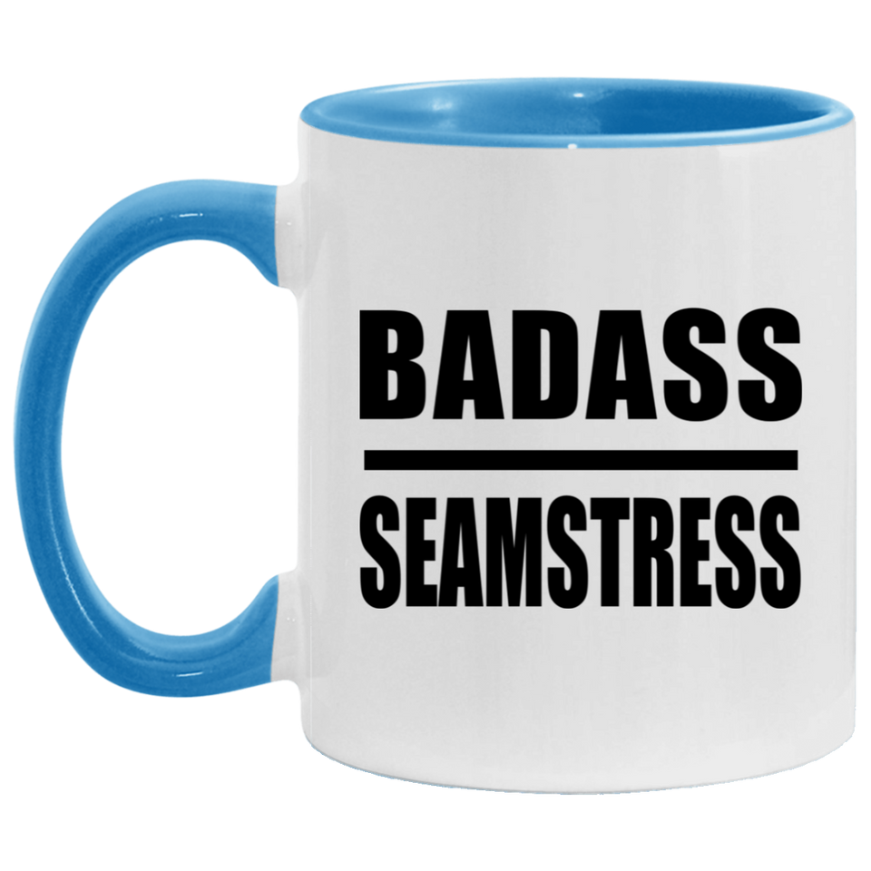 Badass Seamstress - 11oz Accent Mug Blue