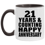 Happy 21st Anniversary 21 Years & Counting - 11oz Accent Mug Black