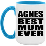 Agnes Best Mum Ever - 15oz Accent Mug Blue