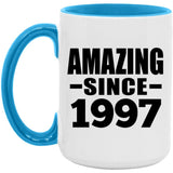 27th Birthday Amazing Since 1997 - 15oz Accent Mug Blue