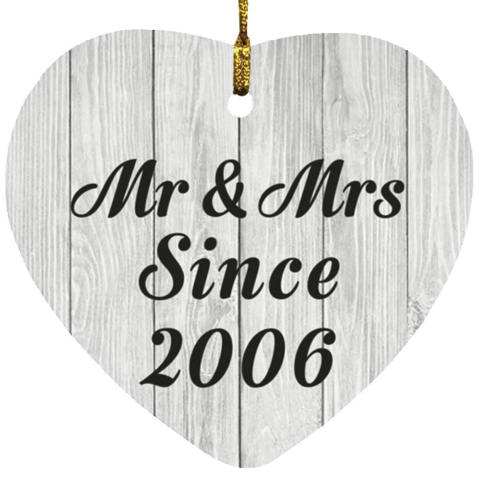 18th Anniversary Mr & Mrs Since 2006 - Heart Ornament F