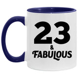 23rd Birthday 23 & Fabulous - 11oz Accent Mug Purple