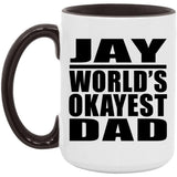 Jay World's Okayest Dad - 15oz Accent Mug Black