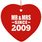 15th Anniversary Mr & Mrs Since 2009 - Heart Ornament