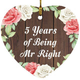 5th Anniversary 5 Years Of Being Mr Right - Heart Ornament A
