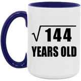12th Birthday Square Root of 144 Years Old - 15oz Accent Mug Purple