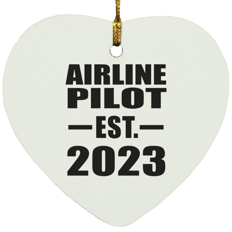 Airline Pilot Established EST. 2023 - Heart Ornament