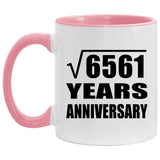 81st Anniversary Square Root of 6561 Years Anniversary - 11oz Accent Mug Pink