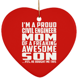 Proud Civil Engineer Mom Of Awesome Son - Heart Ornament