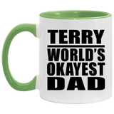Terry World's Okayest Dad - 11oz Accent Mug Green