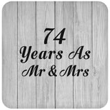 74th Anniversary 74 Years As Mr & Mrs - Drink Coaster F