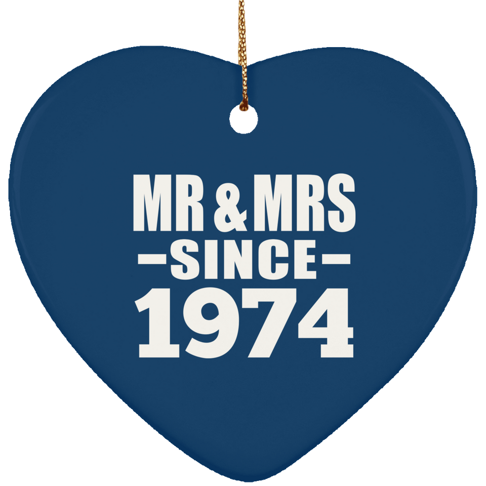 50th Anniversary Mr & Mrs Since 1974 - Heart Ornament