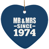 50th Anniversary Mr & Mrs Since 1974 - Heart Ornament