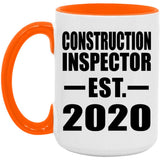 Construction Inspector Established EST. 2020 - 15oz Accent Mug Orange