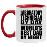 Laboratory Technician By Day World's Best Dad By Night - 11oz Accent Mug Red