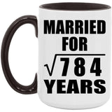 28th Anniversary Married For Square Root of 784 Years - 15oz Accent Mug Black
