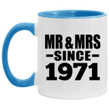 53rd Anniversary Mr & Mrs Since 1971 - 11oz Accent Mug Blue