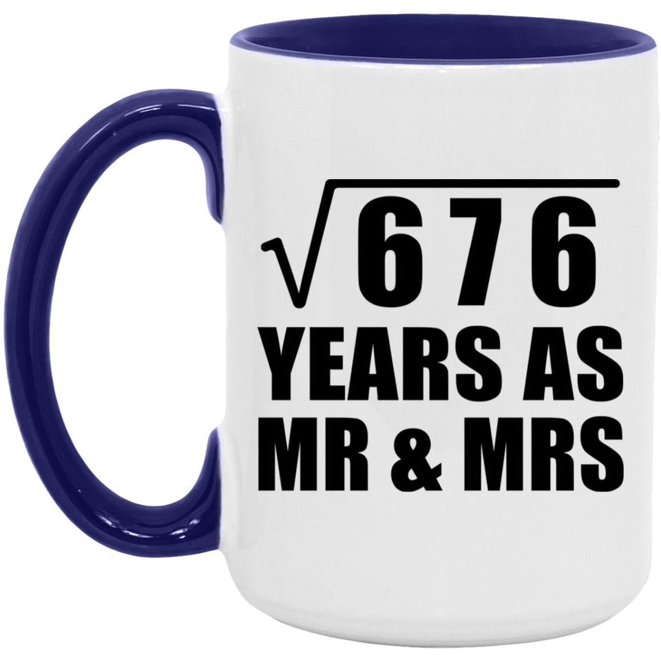 26th Anniversary Square Root of 676 Years As Mr & Mrs - 15oz Accent Mug Purple
