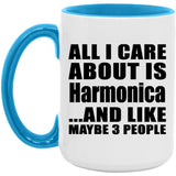 All I Care About Is Harmonica - 15oz Accent Mug Blue