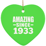 91st Birthday Amazing Since 1933 - Heart Ornament