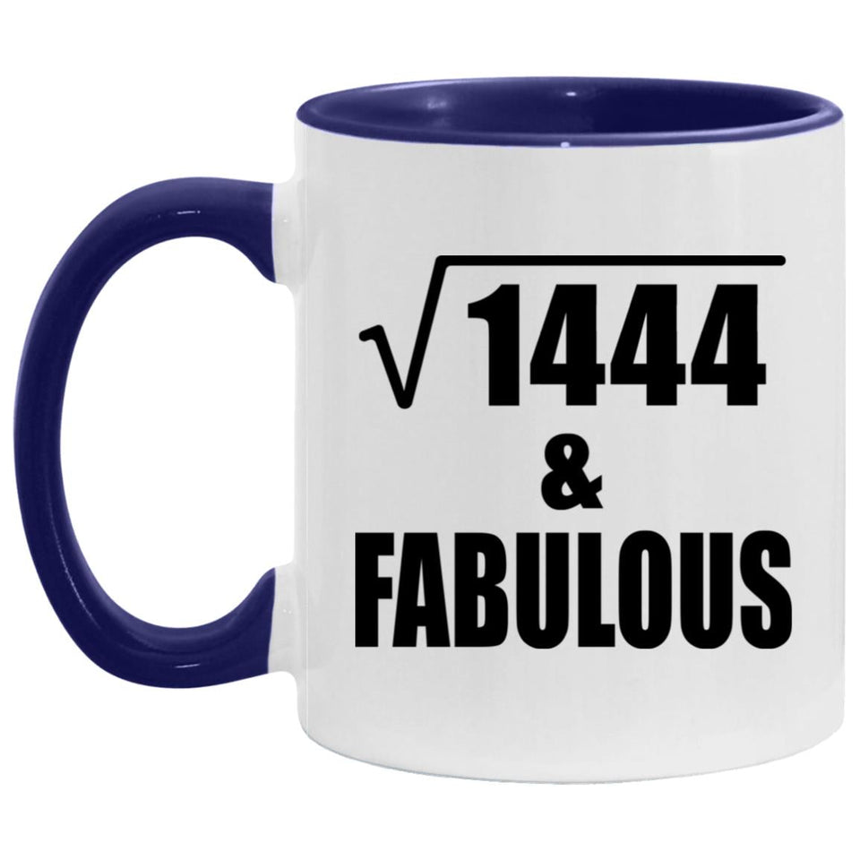 38th Birthday Square Root of 1444 & Fabulous - 11oz Accent Mug Purple