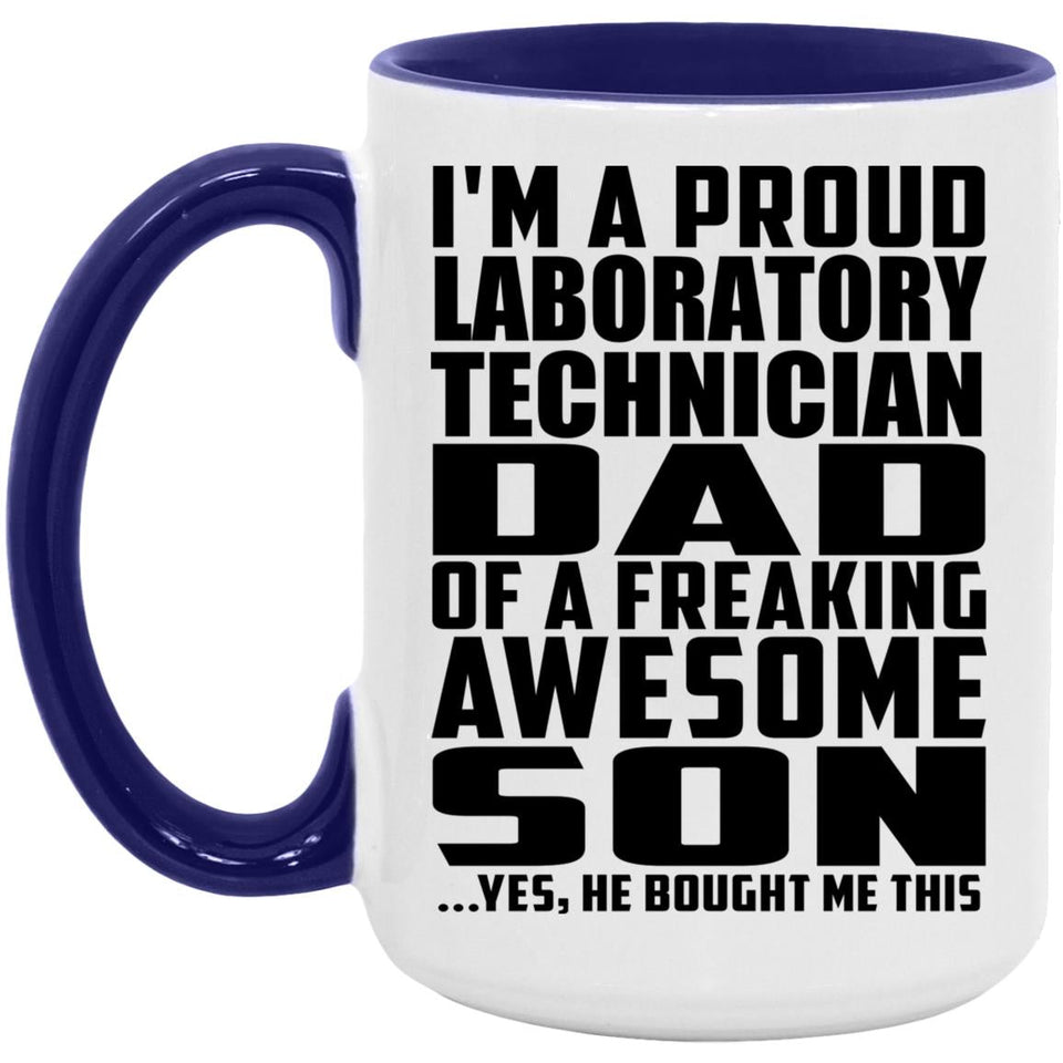 Proud Laboratory Technician Dad Of Awesome Son - 15oz Accent Mug Purple