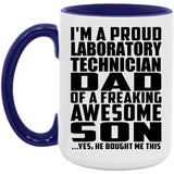 Proud Laboratory Technician Dad Of Awesome Son - 15oz Accent Mug Purple