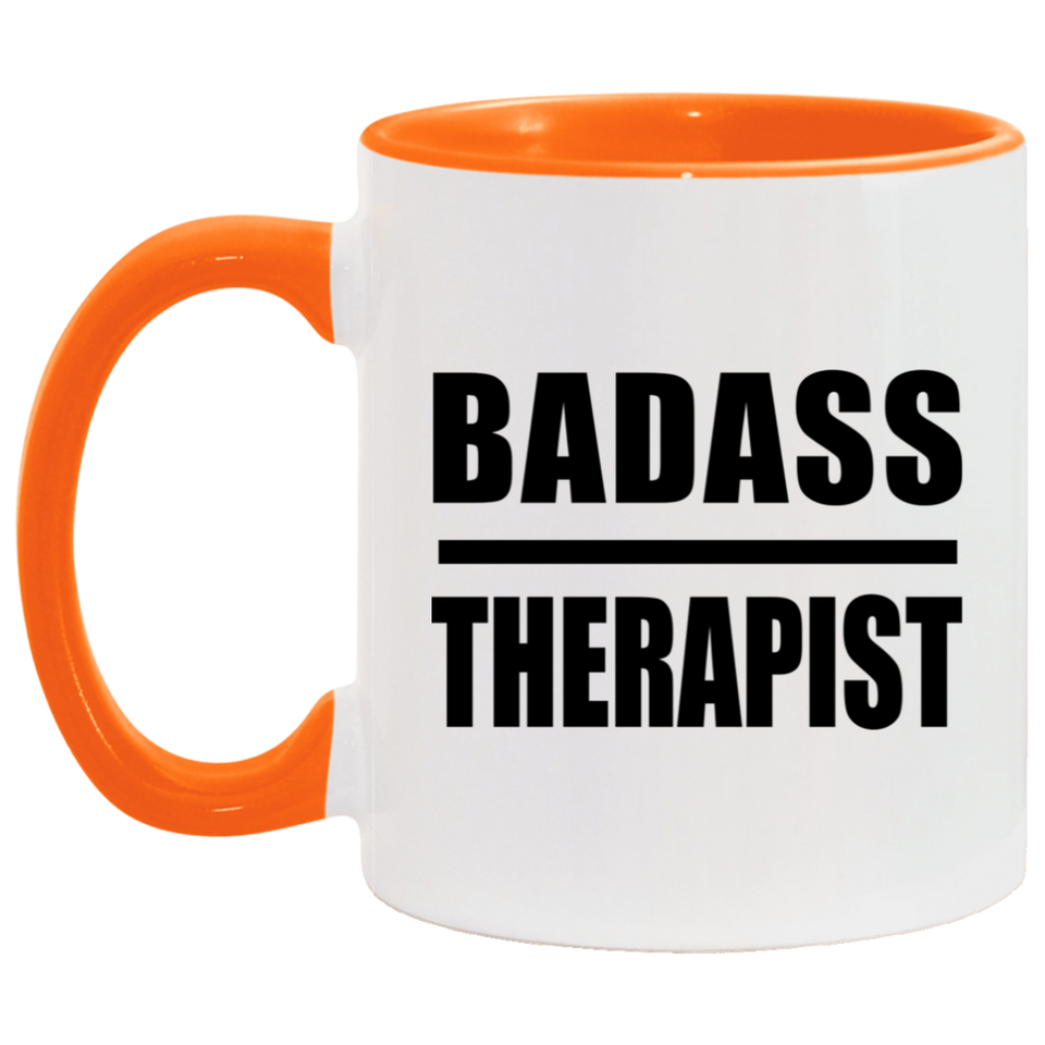 Badass Therapist - 11oz Accent Mug Orange