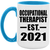 Occupational Therapist Established EST. 2021 - 15oz Accent Mug Blue