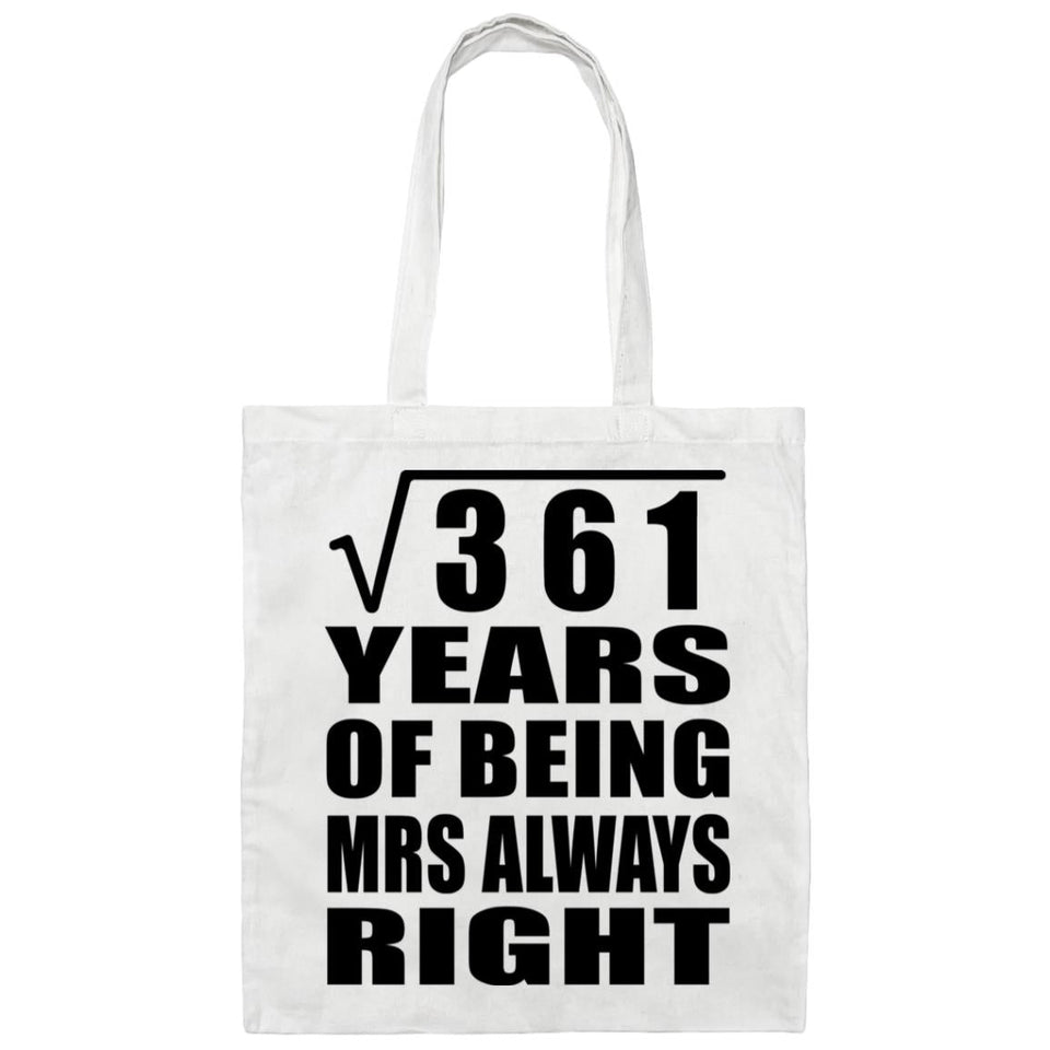 19th Anniversary Square Root of 361 Years Mrs Always Right - Tote Bag White