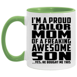 Proud Tailor Mom Of Awesome Son - 11oz Accent Mug Green