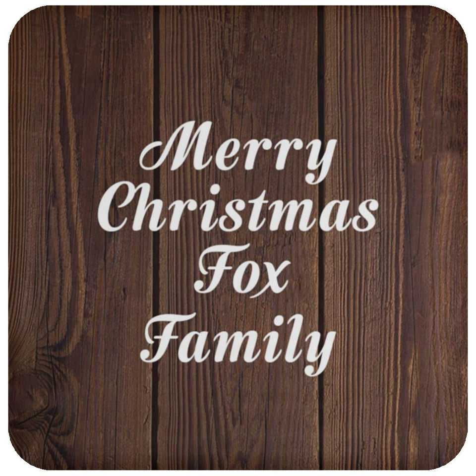 Merry Christmas Fox Family - Drink Coaster D