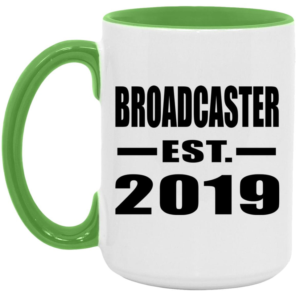 Broadcaster Established EST. 2019 - 15oz Accent Mug Green