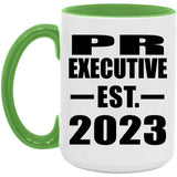 PR Executive Established EST. 2023 - 15oz Accent Mug Green