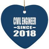 Civil Engineer Since 2018 - Heart Ornament