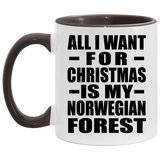 All I Want For Christmas Is My Norwegian Forest - 11oz Accent Mug Black
