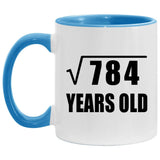 28th Birthday Square Root of 784 Years Old - 11oz Accent Mug Blue