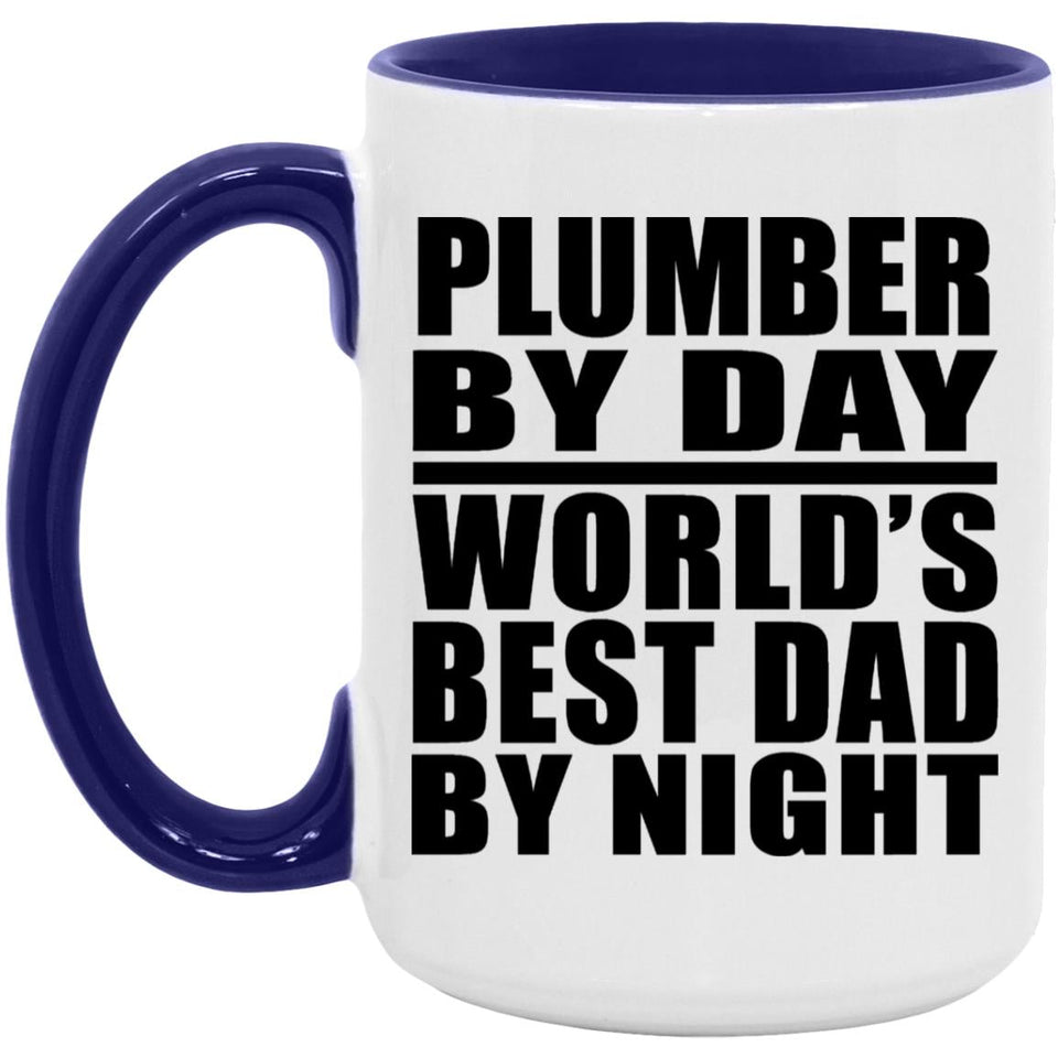 Plumber By Day World's Best Dad By Night - 15oz Accent Mug Purple
